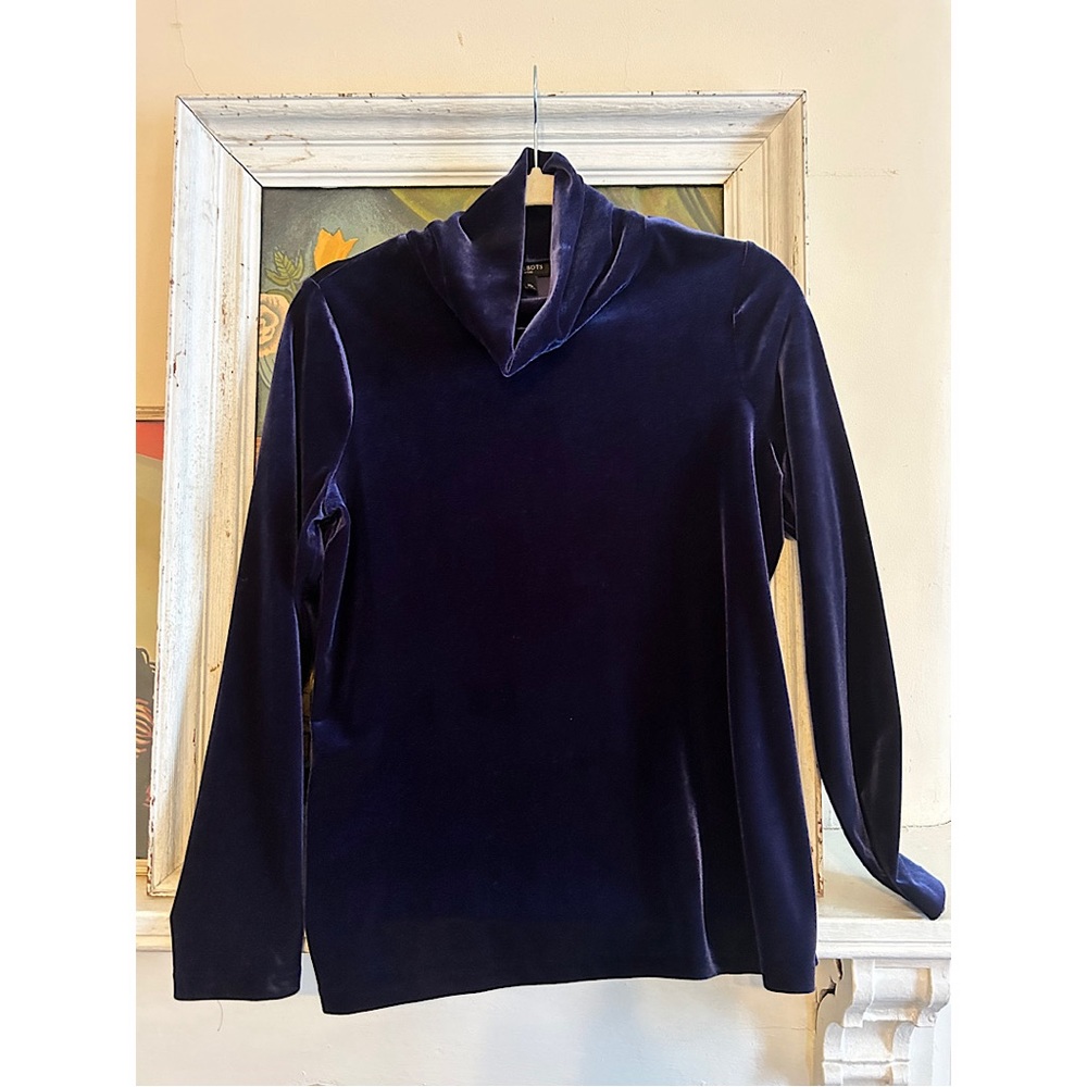 Talbots Deep Purple Velvet Long Sleeve Turtleneck Petite